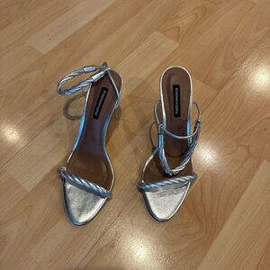 Elegant Silver Strappy Heels
